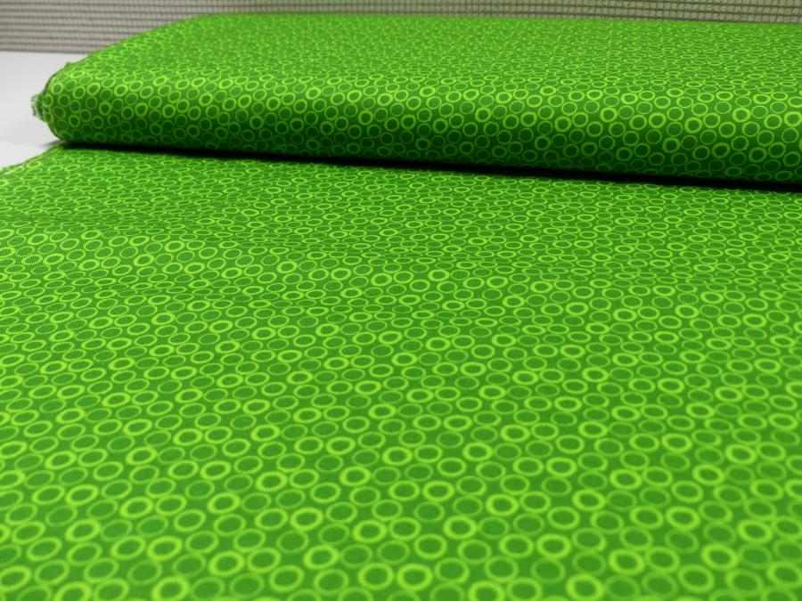 Preview: Falscher Uni Ton in Ton Kreise grün Patchworkstoff Benartex Frogtastic